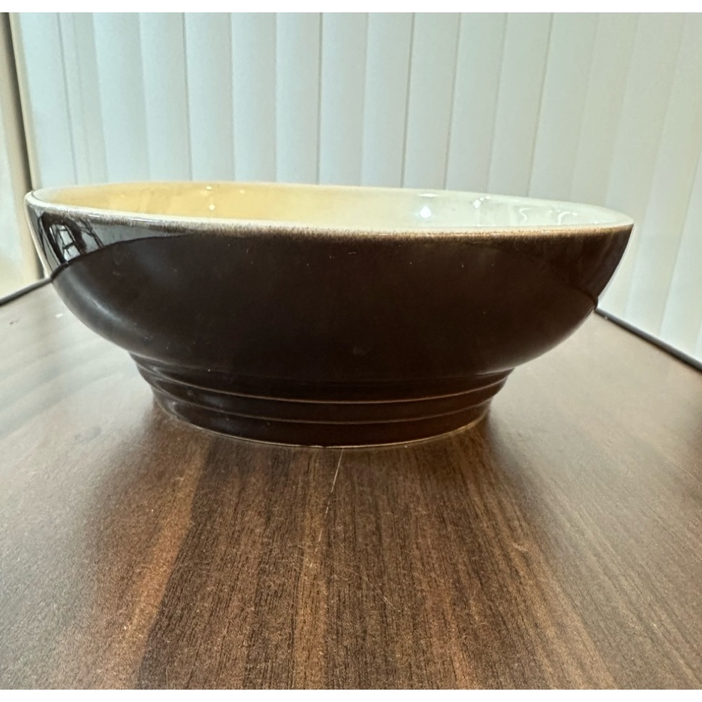 VTG Pfaltzgraff Oval Brown & Cream 10” Serving Bowl Stoneware